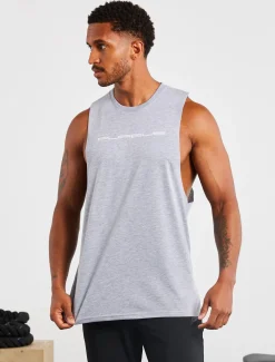 Graphic Drop Arm Tank Grey Marl