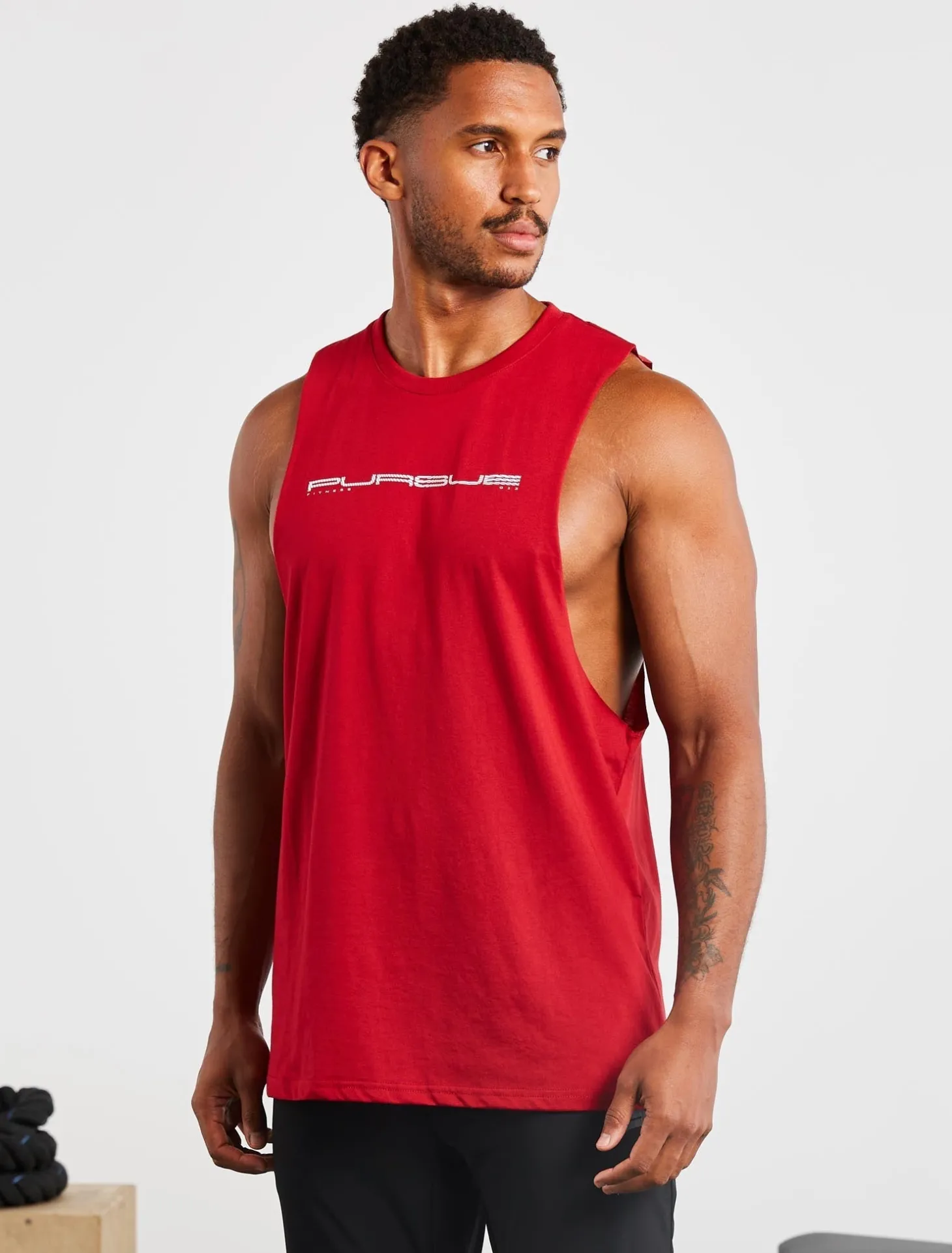 Graphic Drop Arm Tank Maroon