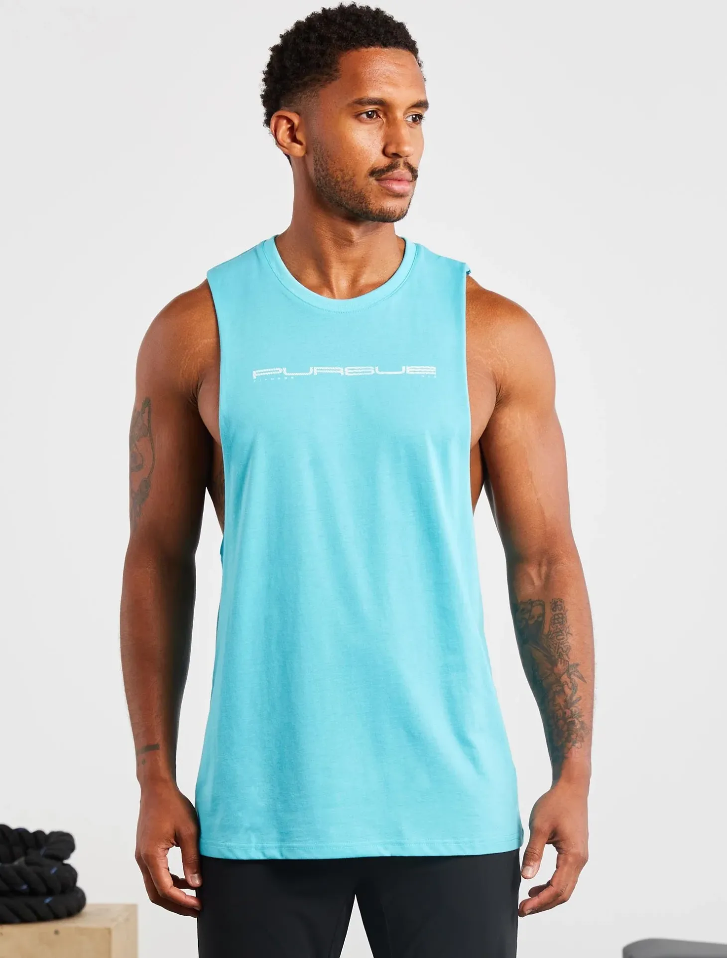 Graphic Drop Arm Tank Sky Blue
