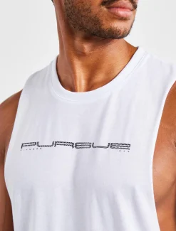 Graphic Drop Arm Tank White