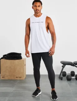 Graphic Drop Arm Tank White