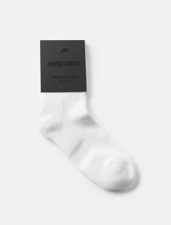 Jacquard Quarter Socks White (Unisex)