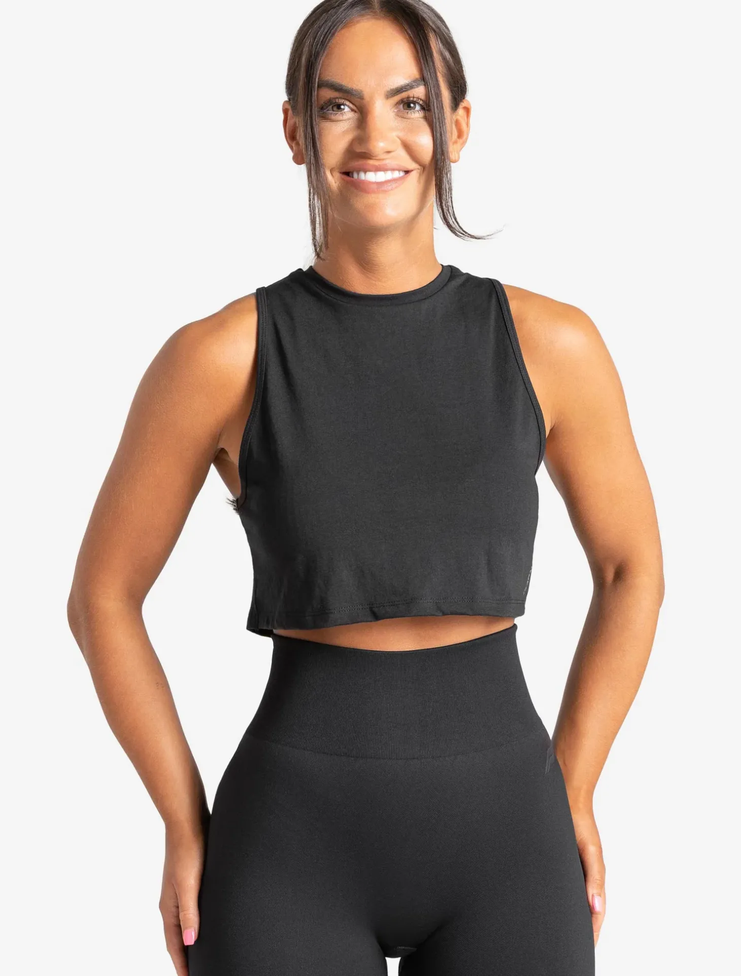 Knot Back Crop Tank Black