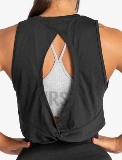 Knot Back Crop Tank Black