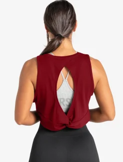 Knot Back Crop Tank Maroon