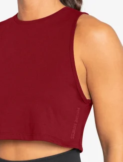 Knot Back Crop Tank Maroon