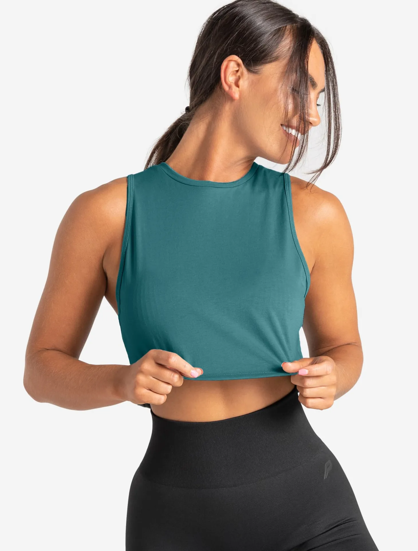 Knot Back Crop Tank Moonstone Blue