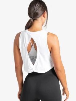 Knot Back Crop Tank White