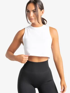 Knot Back Crop Tank White