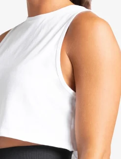 Knot Back Crop Tank White