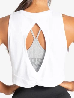 Knot Back Crop Tank White