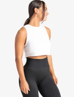 Knot Back Crop Tank White
