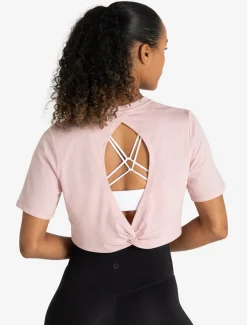Knot Back Crop T-Shirt Afterglow Pink