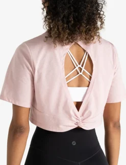 Knot Back Crop T-Shirt Afterglow Pink