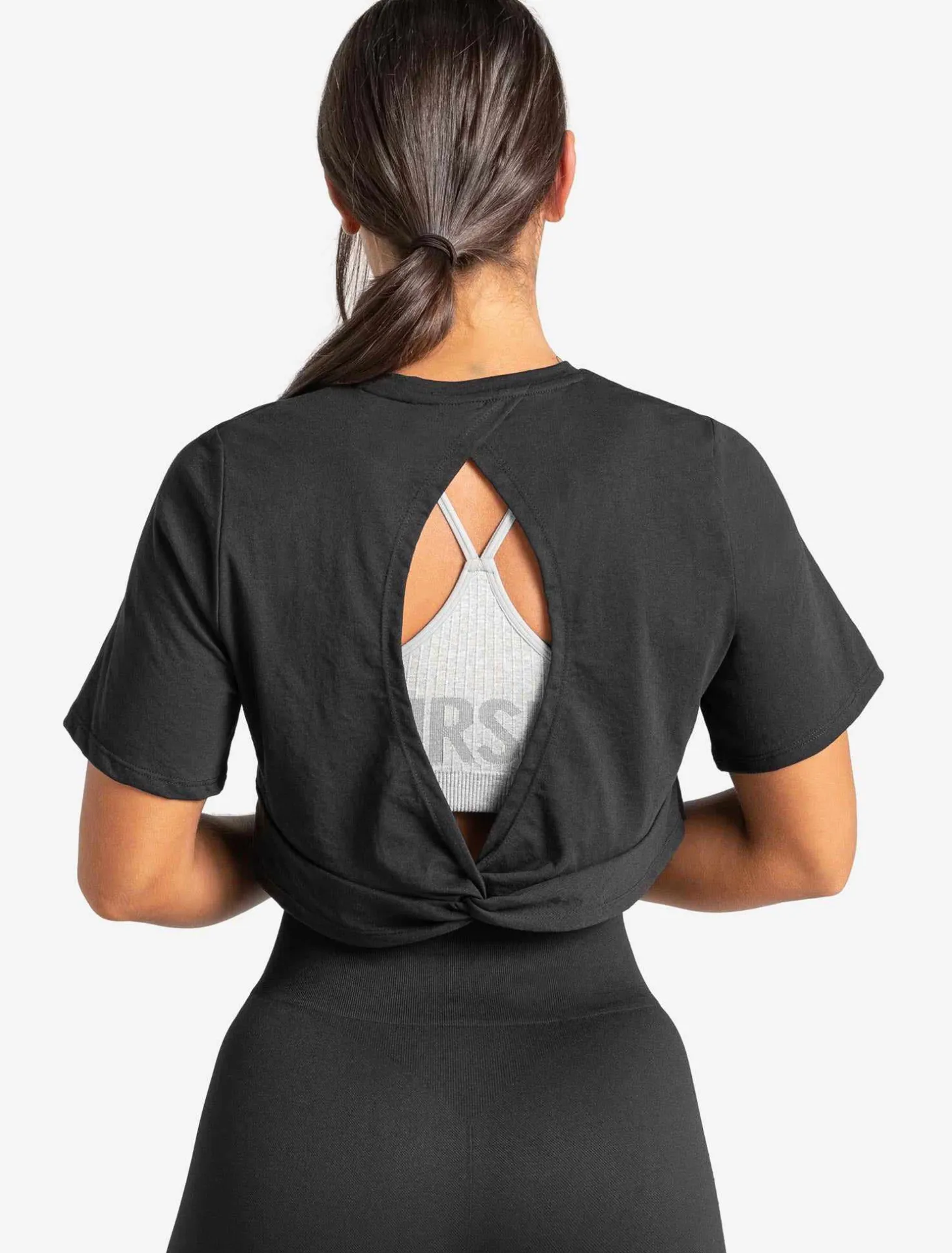 Knot Back Crop T-Shirt Black