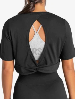 Knot Back Crop T-Shirt Black