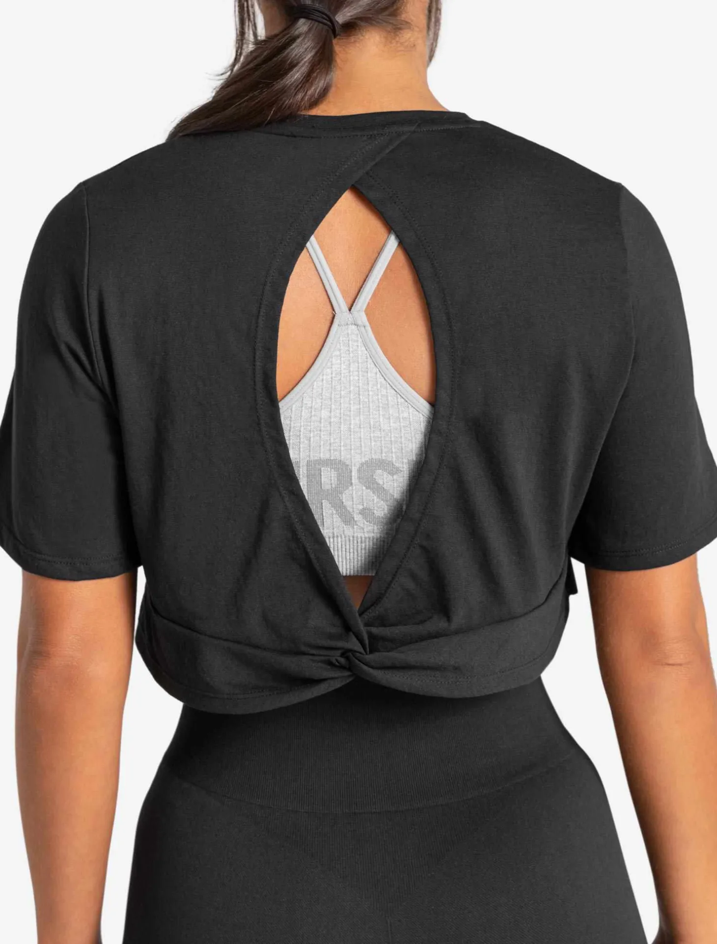 Knot Back Crop T-Shirt Black