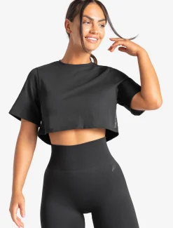 Knot Back Crop T-Shirt Black