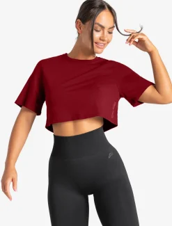 Knot Back Crop T-Shirt Maroon
