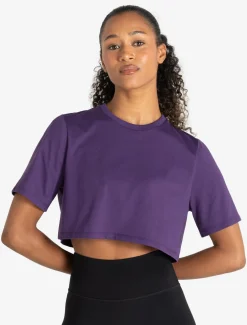 Knot Back Crop T-Shirt Purple Berry
