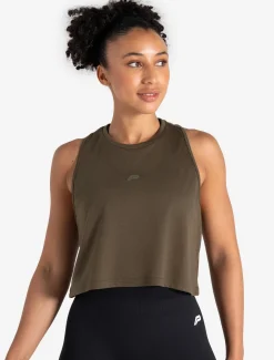 Lightweight Crop Gym Tank Olive