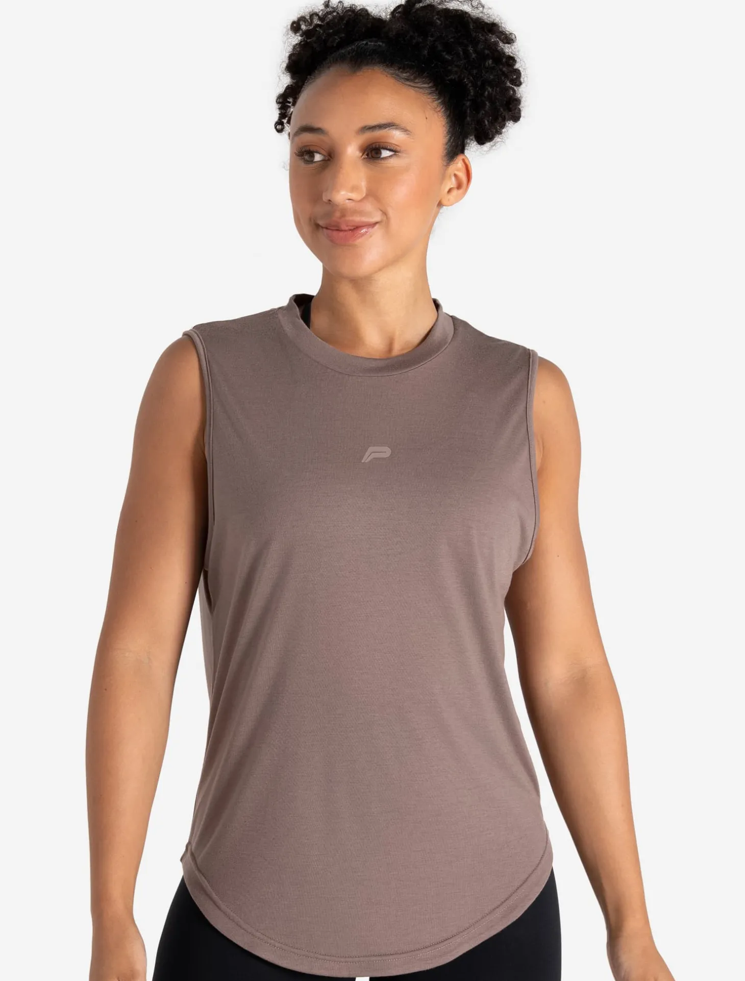 Lightweight Oversized Gym Tank Neutral Brown