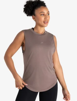 Lightweight Oversized Gym Tank Neutral Brown