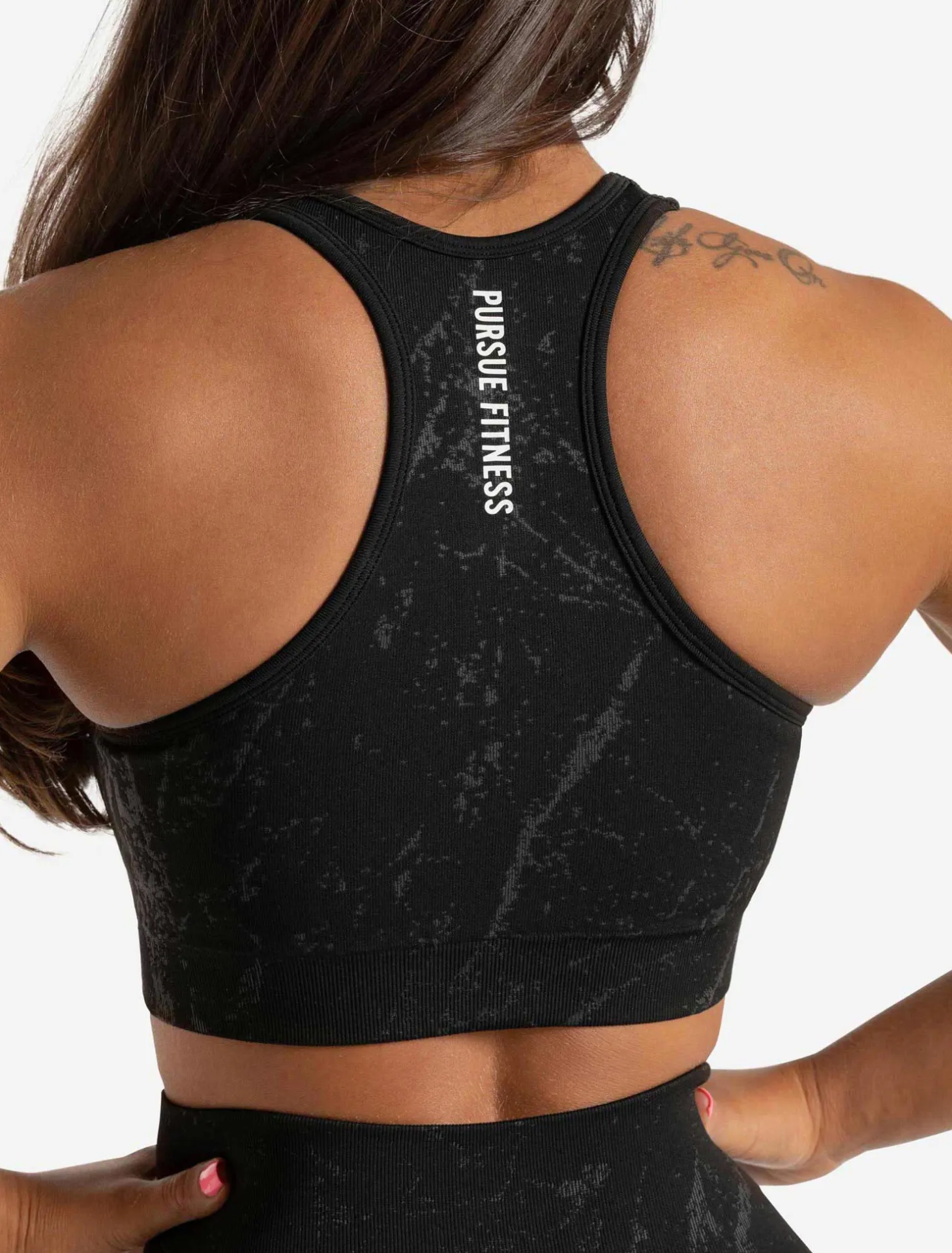 Marble Seamless Sports Bra Black