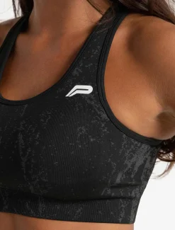 Marble Seamless Sports Bra Black