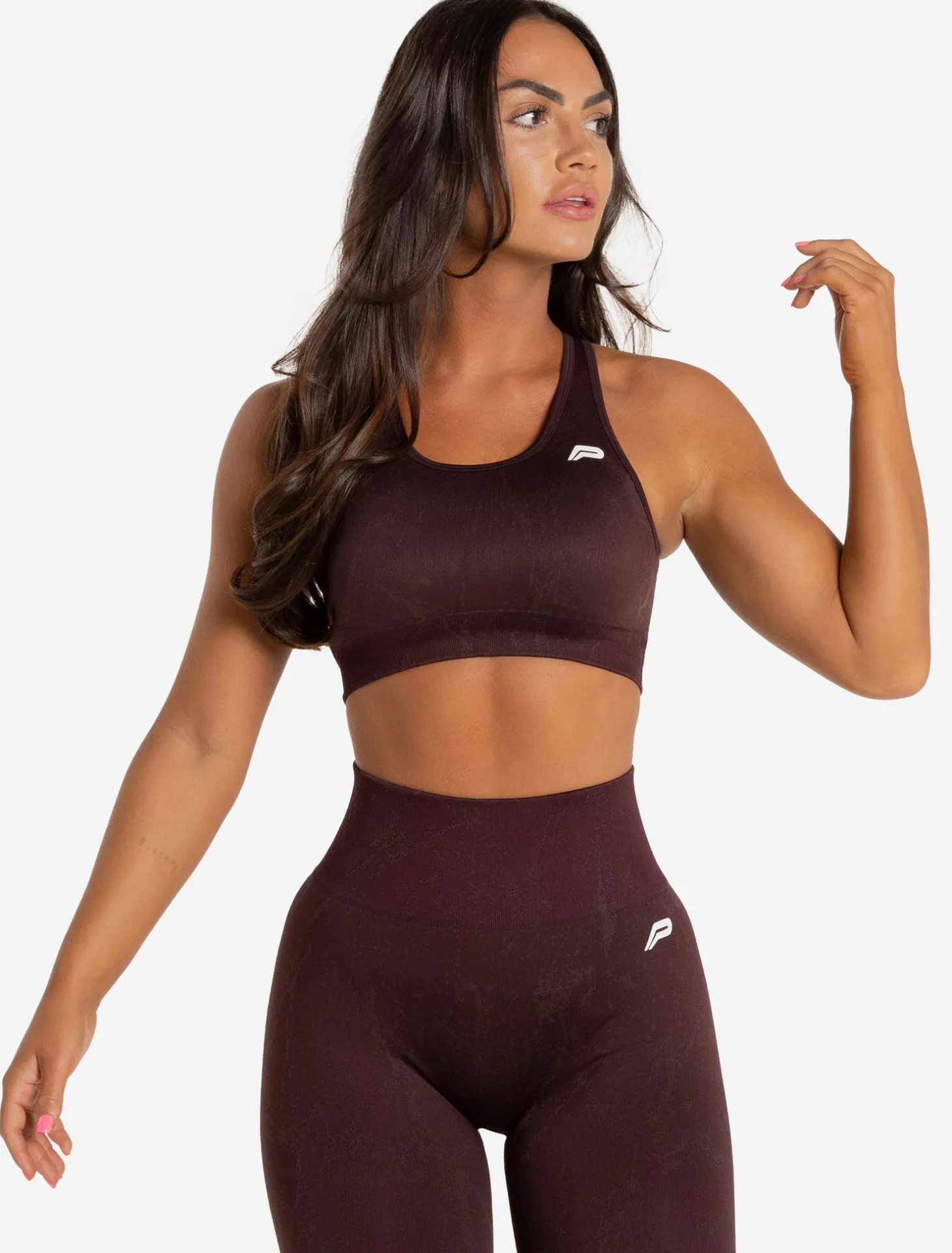 Marble Seamless Sports Bra Black Cherry