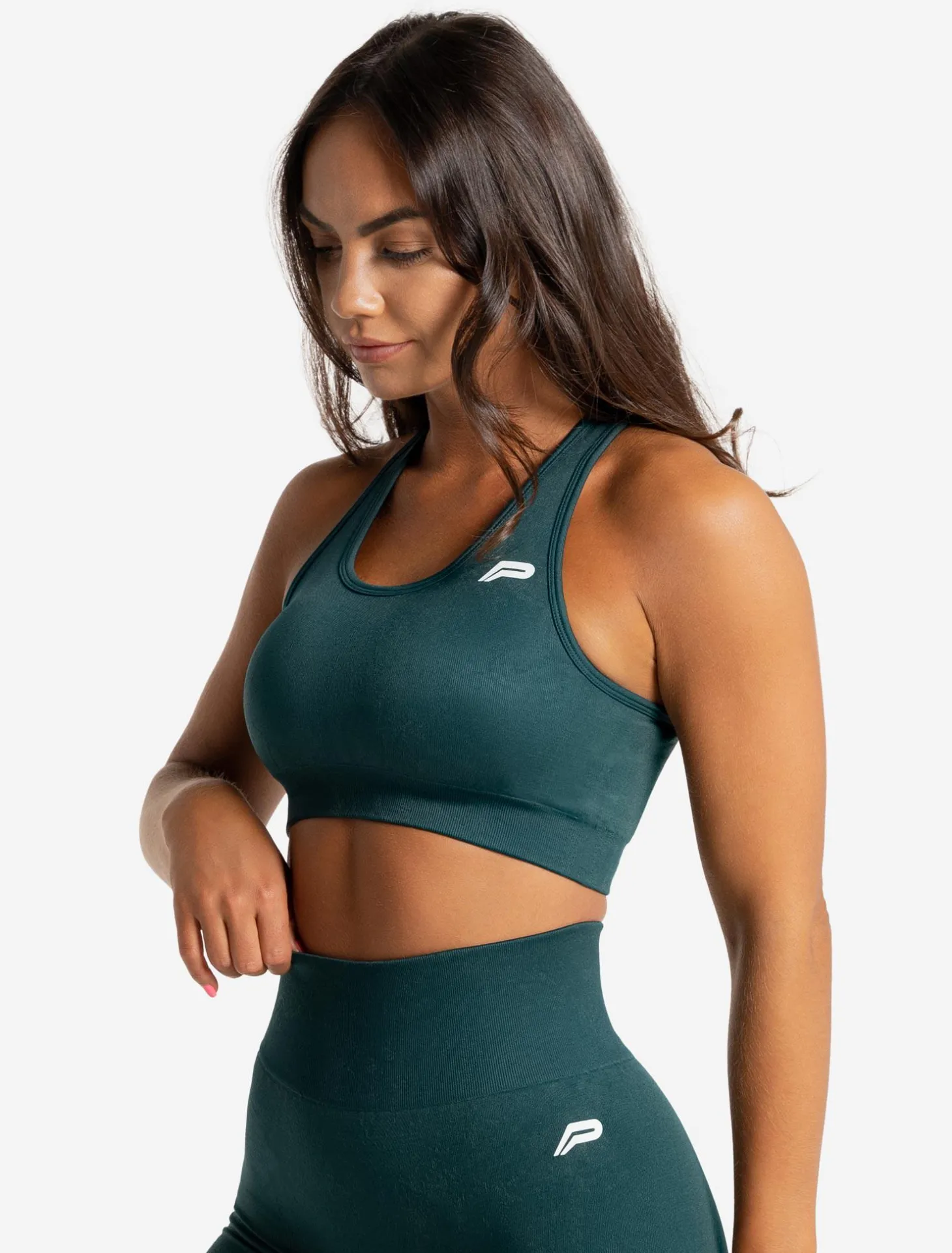 Marble Seamless Sports Bra Dark Emerald Green