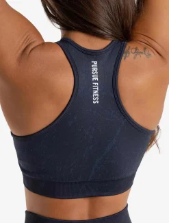 Marble Seamless Sports Bra Navy