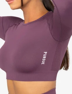 Move Seamless Long Sleeve Crop Top Plum