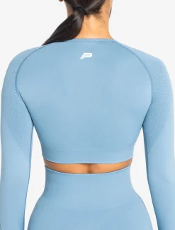 Move Seamless Long Sleeve Crop Top Sky Blue