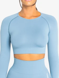 Move Seamless Long Sleeve Crop Top Sky Blue