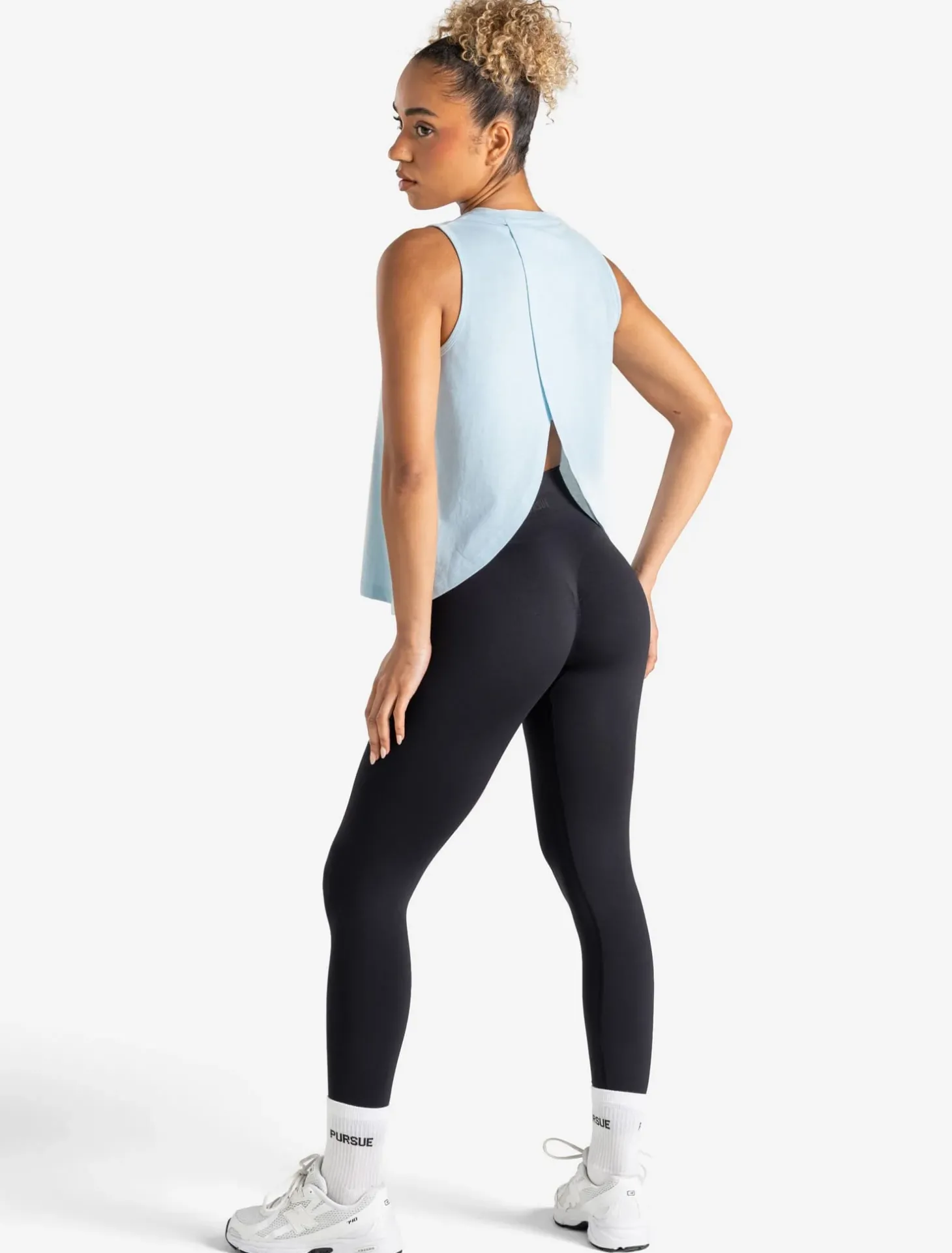 Open Back Full Length Vest Baby Blue