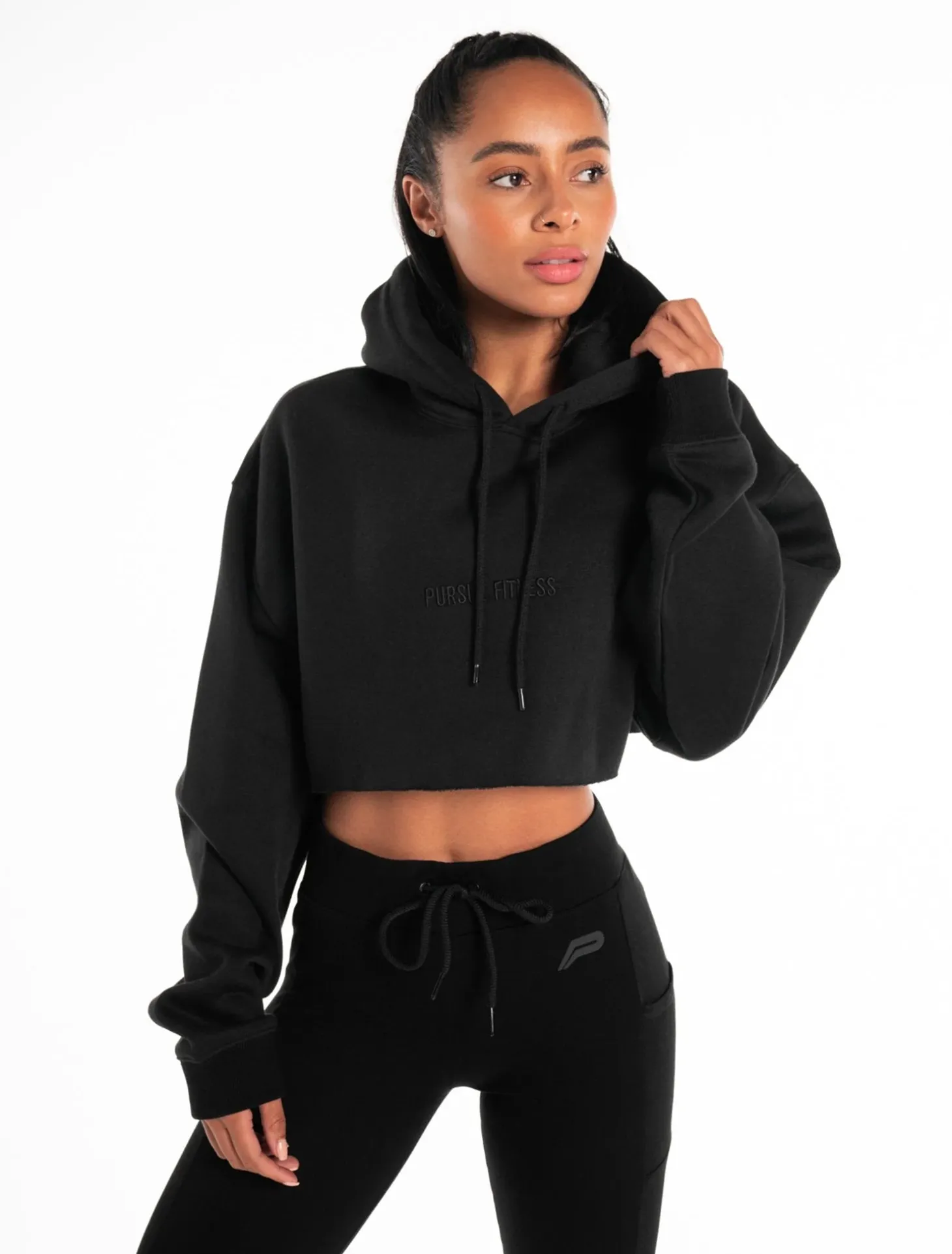 Oversized Crop Hoodie Blackout