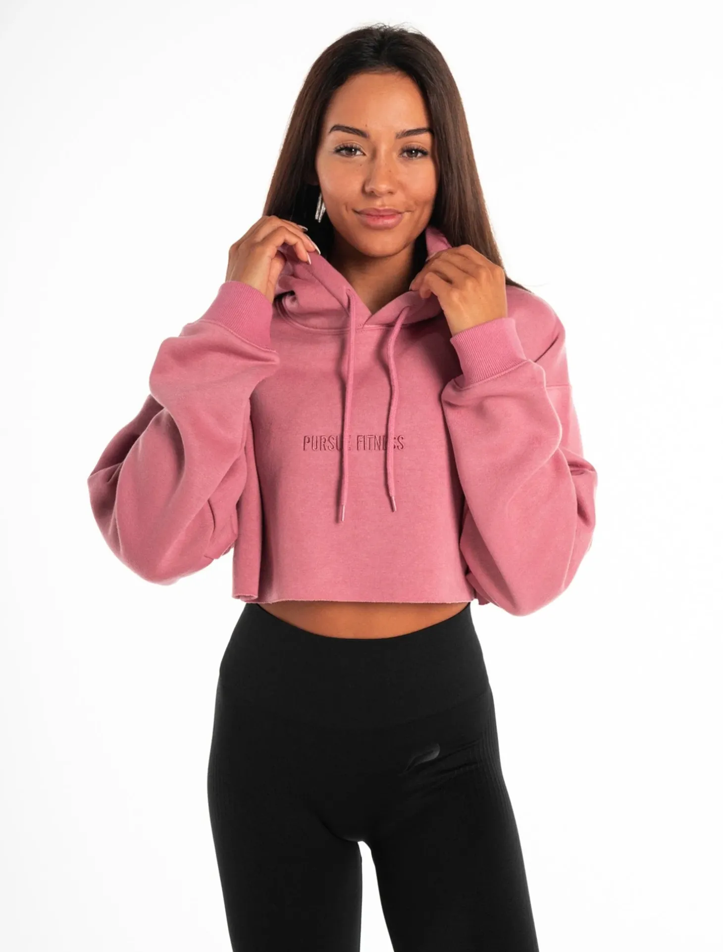 Oversized Crop Hoodie Dark Washed Pink