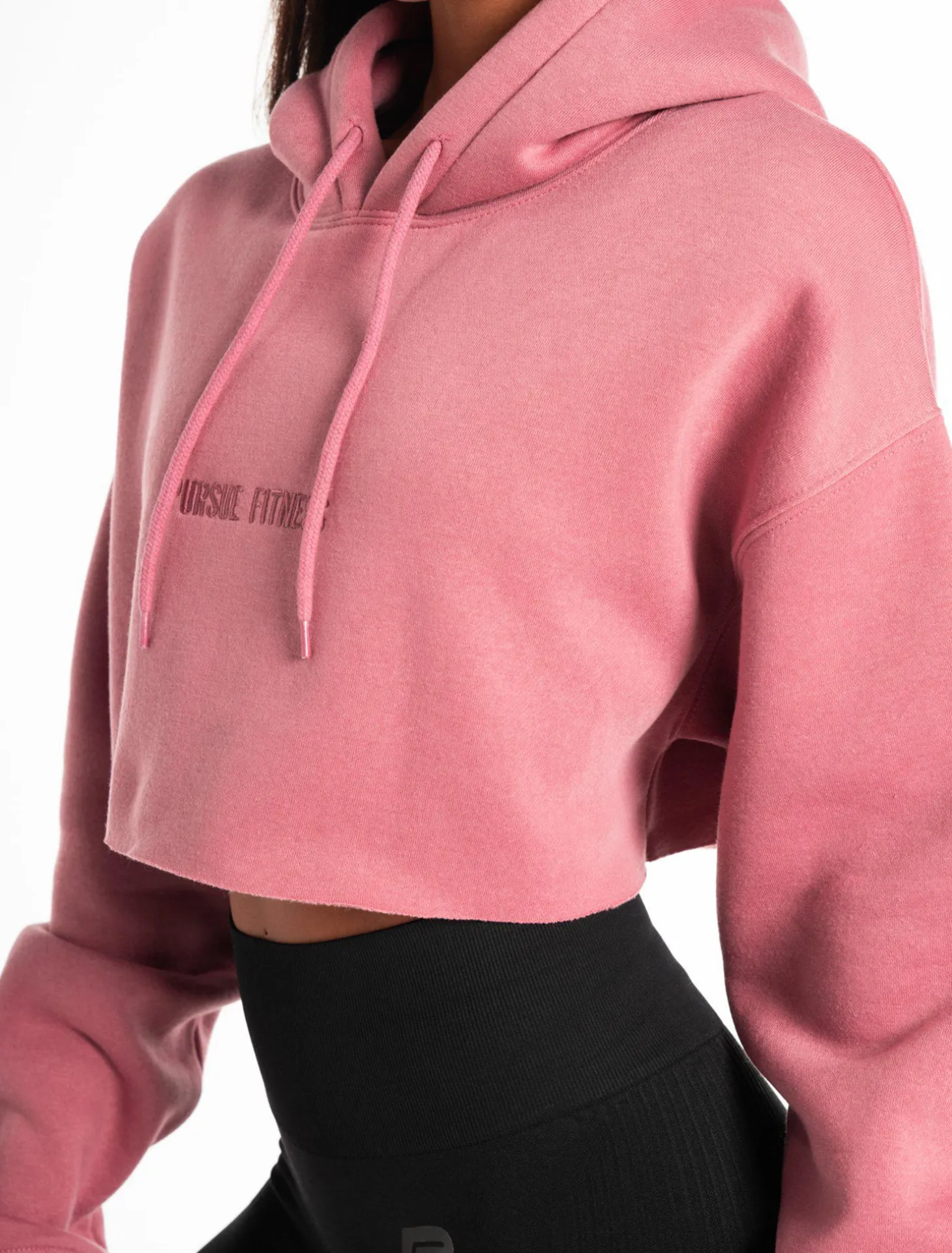 Oversized Crop Hoodie Dark Washed Pink