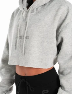 Oversized Crop Hoodie Marl Grey