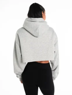 Oversized Crop Hoodie Marl Grey