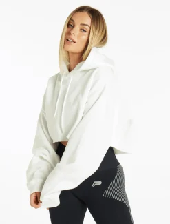 Oversized Crop Hoodie Pure White