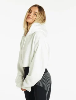 Oversized Crop Hoodie Pure White