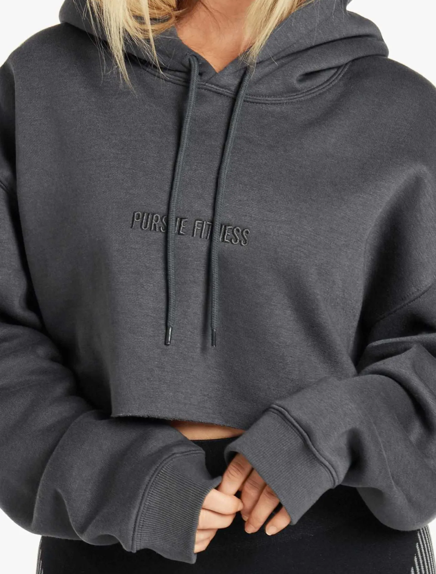 Oversized Crop Hoodie Slate