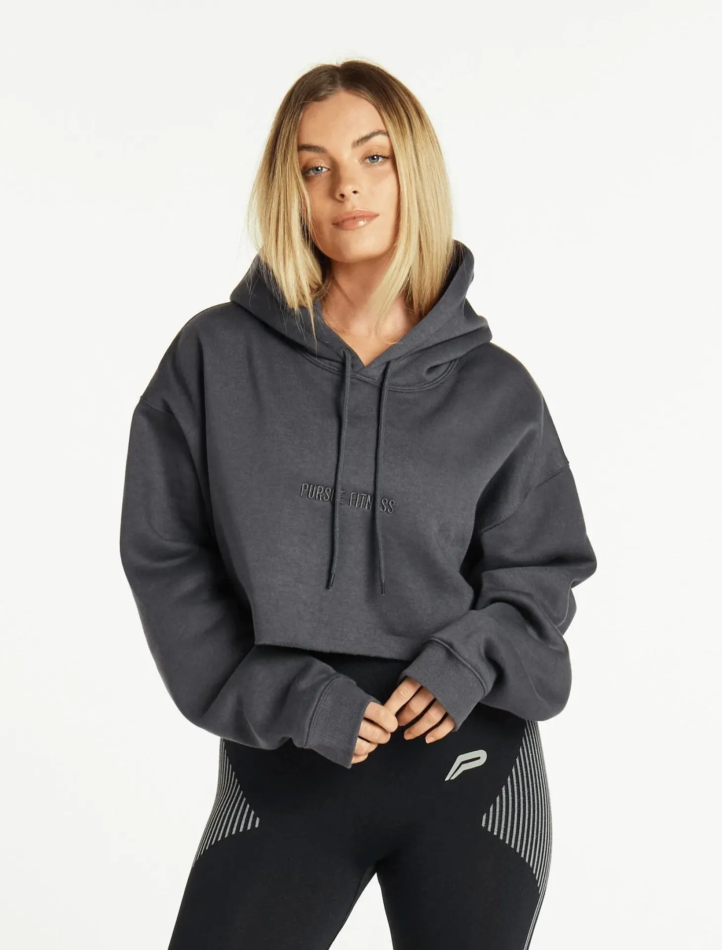 Oversized Crop Hoodie Slate