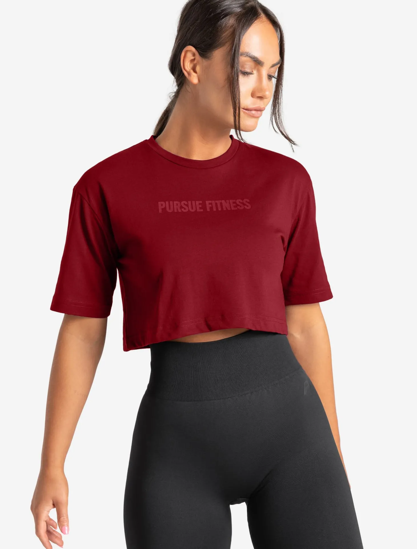 Oversized Crop T-Shirt Maroon