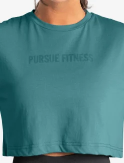 Oversized Crop T-Shirt Moonstone Blue