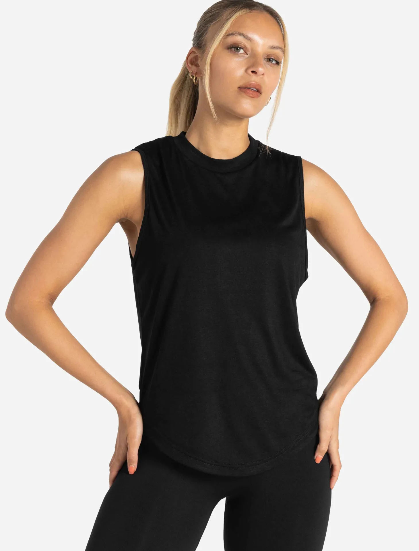 Oversized Graphic Tank Black