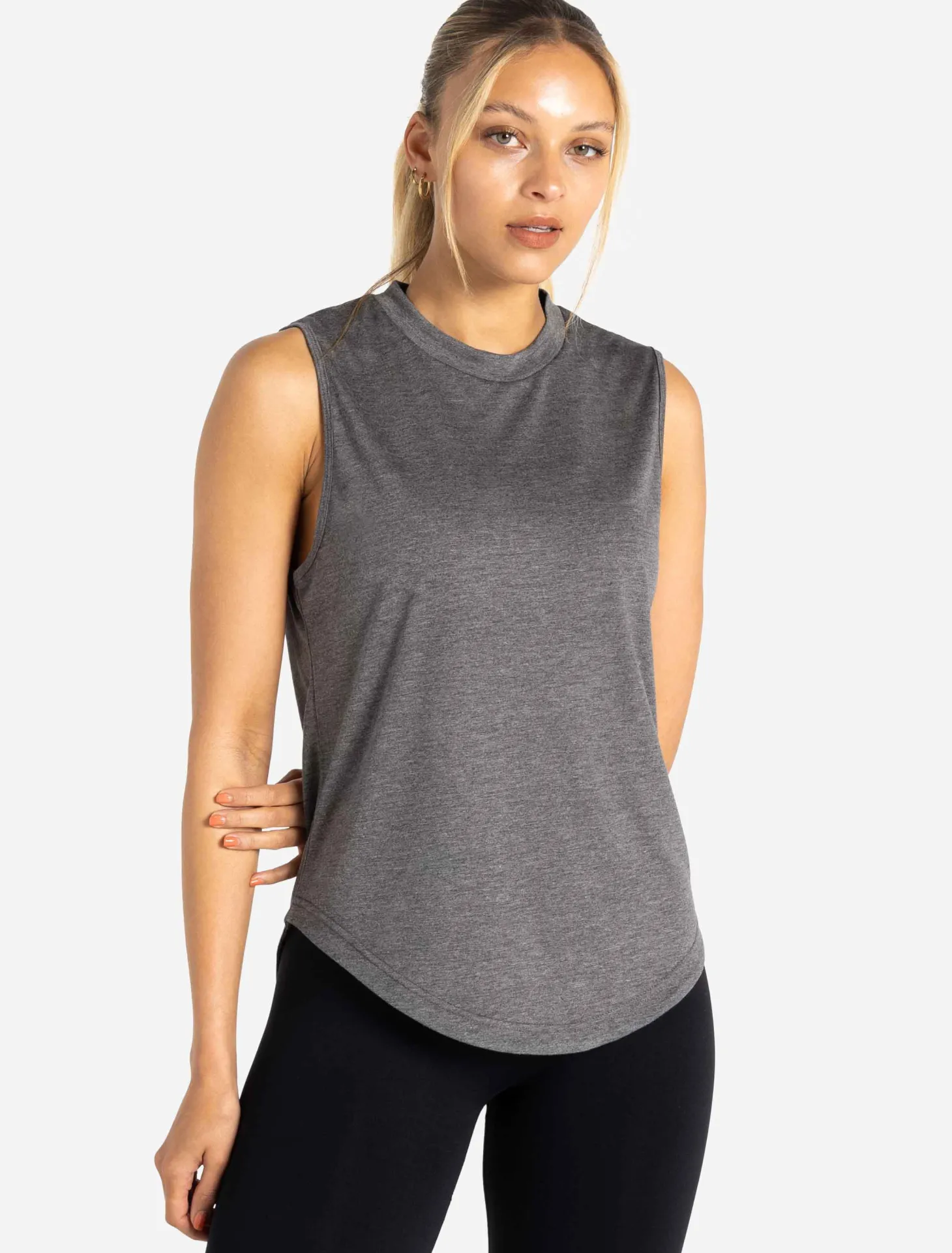 Oversized Graphic Tank Charcoal Black