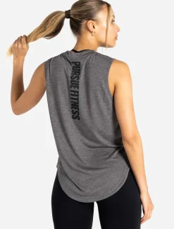Oversized Graphic Tank Charcoal Black